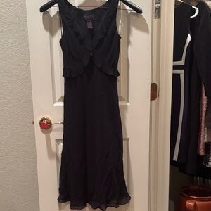 Ralph Lauren Black Ruffle Midi Dress